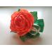 Romantická ružička do vlasov - Lovely Made Things (oranžová/zelená) - AMS1118