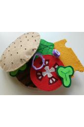 Hamburger ham ham - hračka do detskej kuchynky - Lovely Made Things (hnedá/žltá/červená/zelelná)
