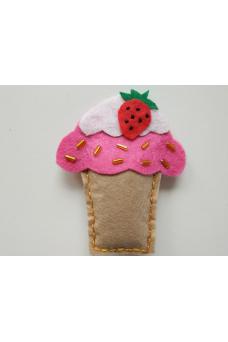 Zmrzlinka s jahôdkou - hračka do detskej kuchynky - Lovely Made Things (hnedá/ružová) - AMS1152
