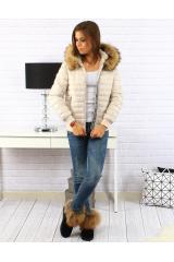 DS dámska zimná bunda s kapucňou (ecru)